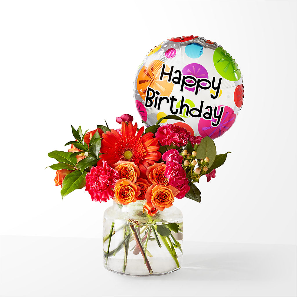 Fiesta Bouquet with Birthday Balloon – Coleman Brothers Flowers Inc, Richmond VA
