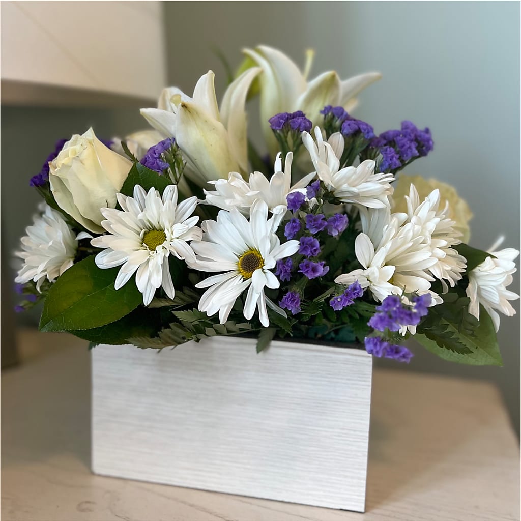 Beyond Blue Box Bouquet – Coleman Brothers Flowers Inc, Richmond VA