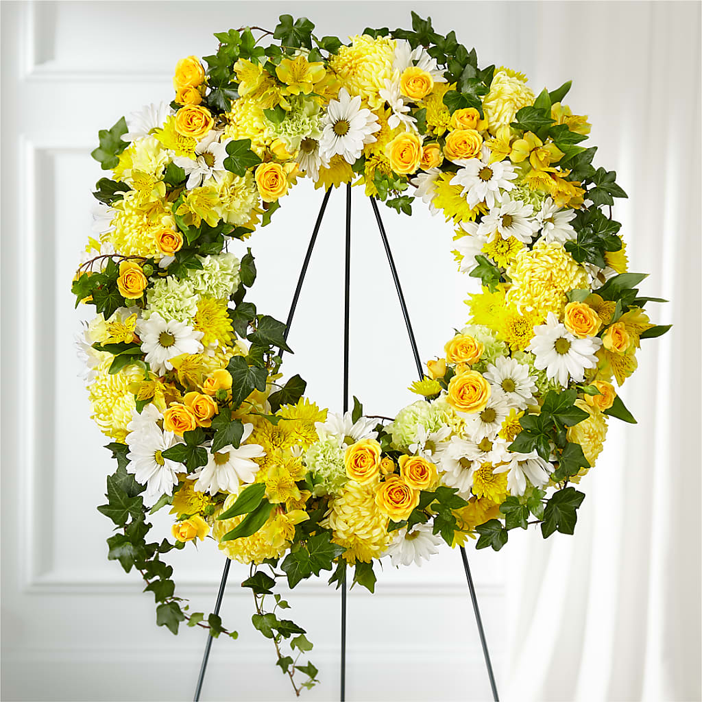Golden Remembrance Wreath – Coleman Brothers Flowers Inc, Richmond VA