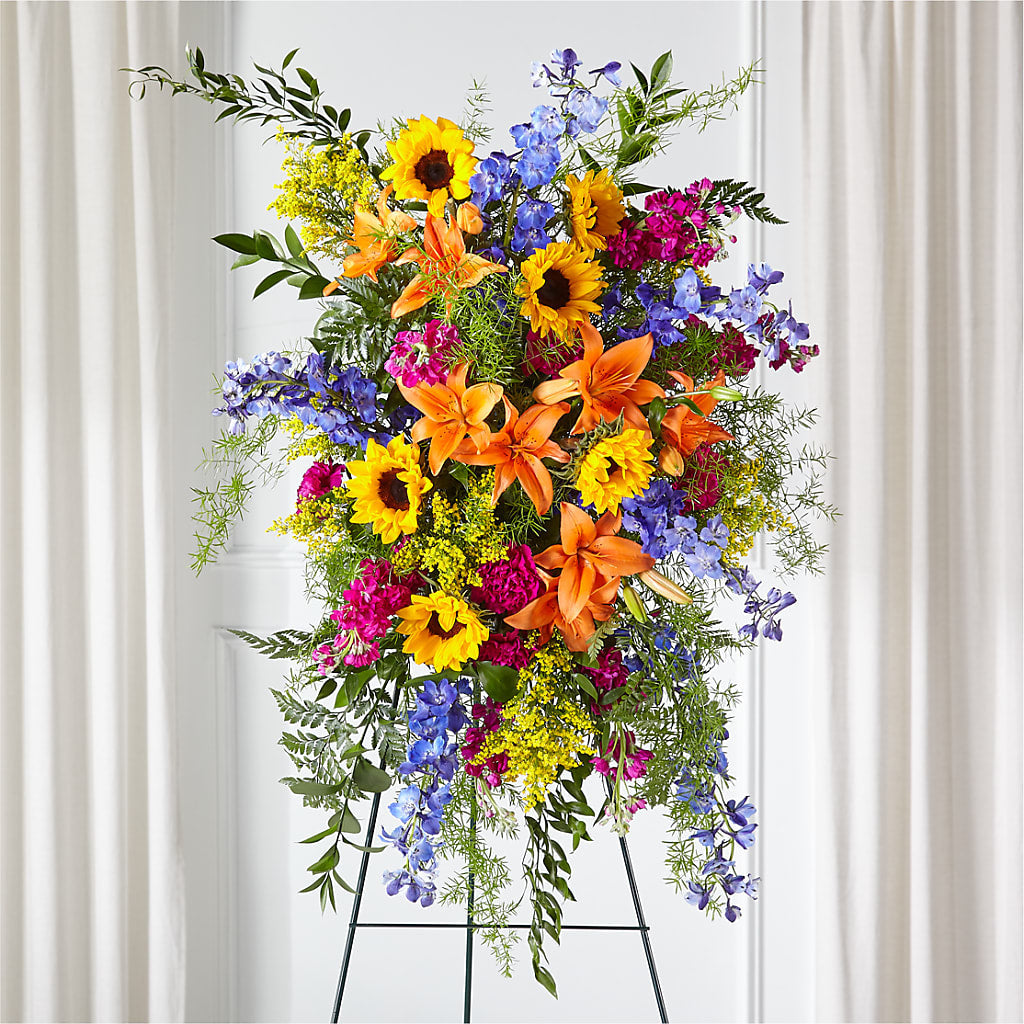 Sunlit Memories Standing Spray (Standard) – Coleman Brothers Flowers Inc, Richmond VA
