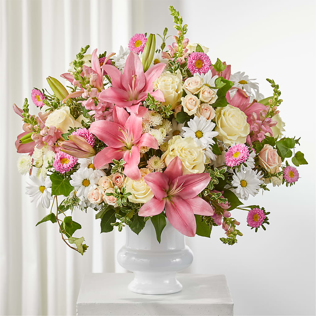 Empathetic Blooms Urn Arrangement – Coleman Brothers Flowers Inc, Richmond VA