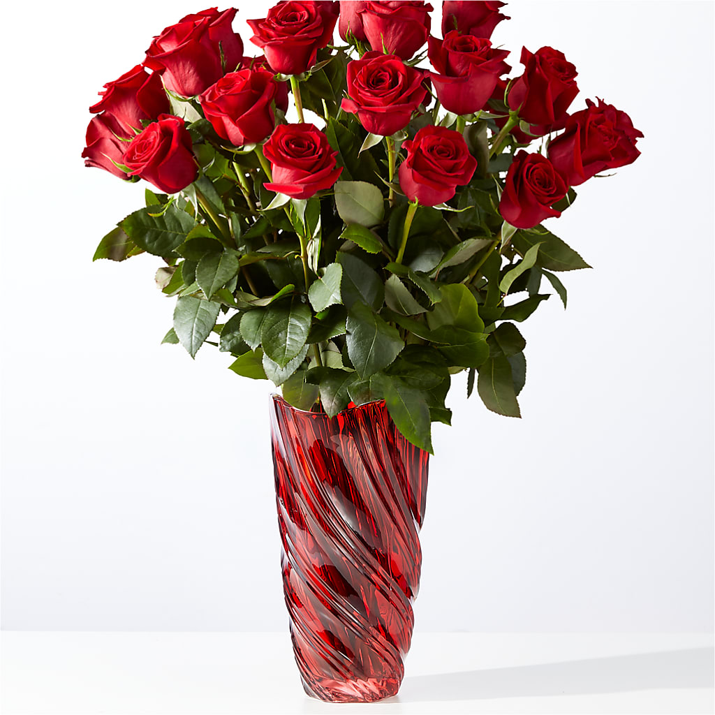 Classic Love Red Rose Bouquet with Luxe Swirl Vase – Coleman Brothers Flowers Inc, Richmond VA