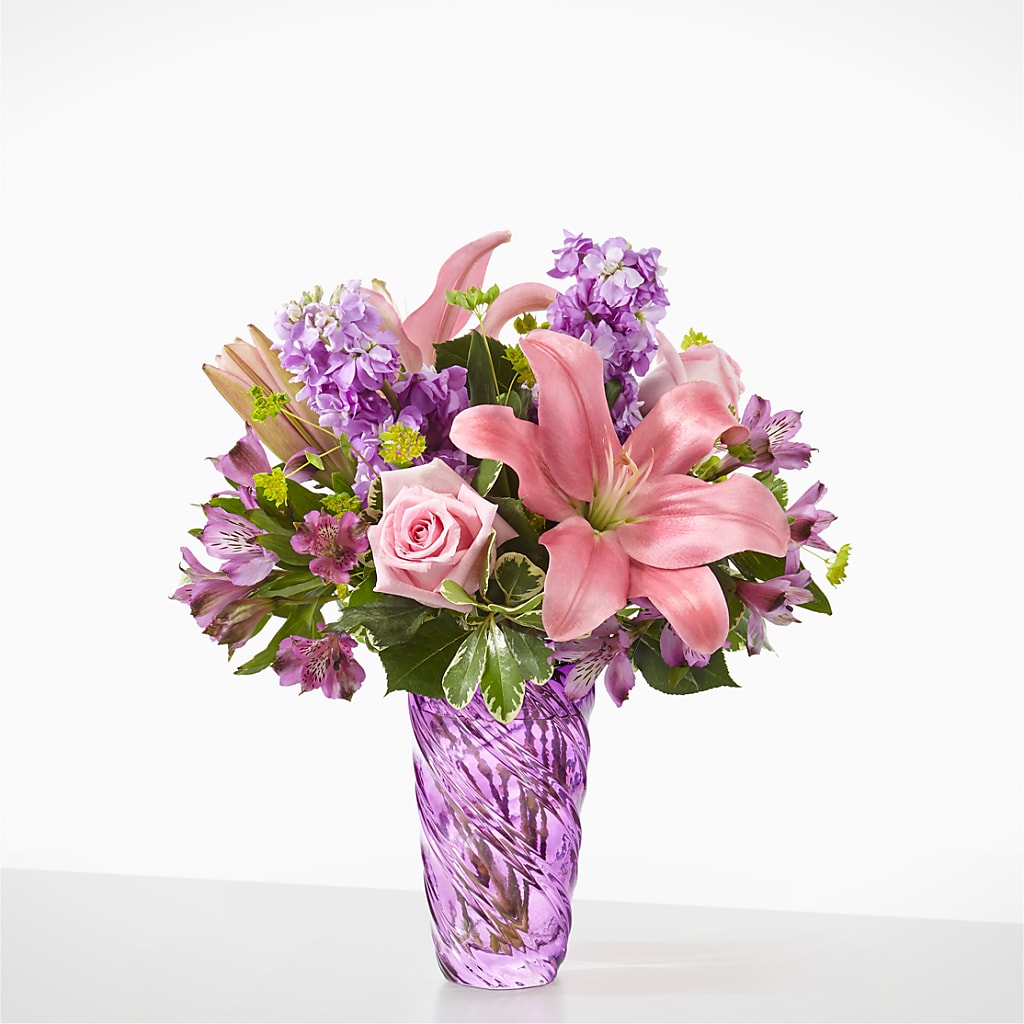 Precious Petals Bouquet with Luxe Swirl Vase – Coleman Brothers Flowers Inc, Richmond VA