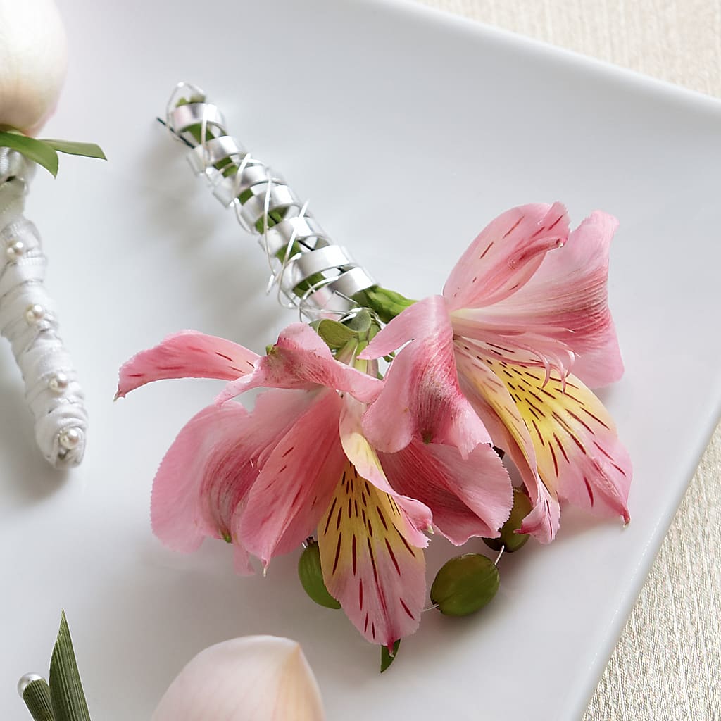Pink Peruvian Lily Boutonniere – Coleman Brothers Flowers Inc, Richmond VA