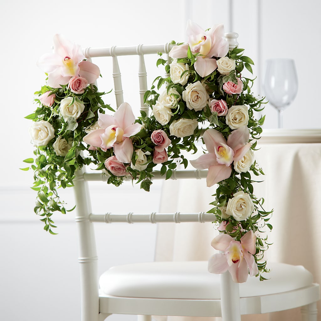 Orchid Rose Chair Décor – Coleman Brothers Flowers Inc, Richmond VA