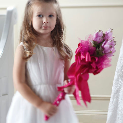 Sparkle Pink Flower Girl Bouquet –  Coleman Brothers Flowers Inc, Richmond VA