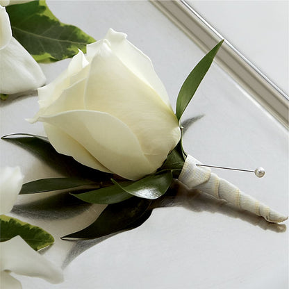 White Rose Boutonniere –  Coleman Brothers Flowers Inc, Richmond VA